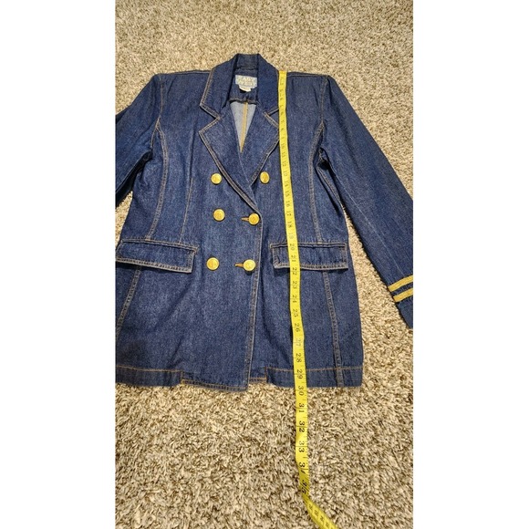 Vtg 80s 90s Womens Oversized Blue Denim Jacket Gold Buttons Size Medium EastWest - Picture 9 of 12